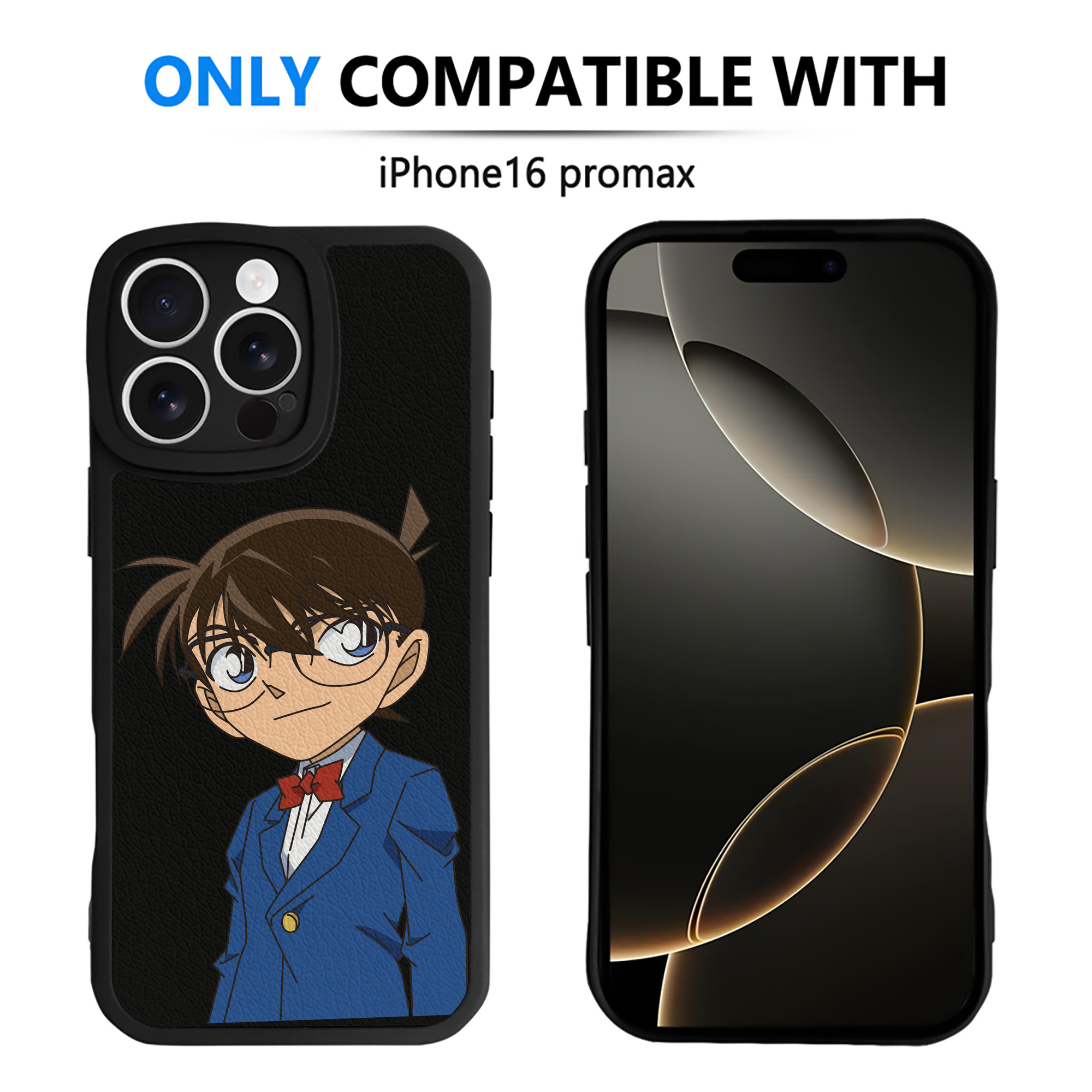 （画像用） 名探偵コナン 江戸川 コナン Detective Conan Conan Edogawa 【iPhone 16シリーズ対応】シリコンスマホケース（レザー調） 材質：シリコン
